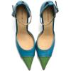 imageFSJ Womens DOrsay High Heel Stiletto Buckle Ankle Strap Sandals Closed Pointed Toe Pumps Genuine Leather Dress Shoes Comfort Sole HeelsGreenblue