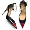 imageFSJ Womens DOrsay High Heel Stiletto Buckle Ankle Strap Sandals Closed Pointed Toe Pumps Genuine Leather Dress Shoes Comfort Sole HeelsRedblack