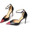 imageFSJ Womens DOrsay High Heel Stiletto Buckle Ankle Strap Sandals Closed Pointed Toe Pumps Genuine Leather Dress Shoes Comfort Sole HeelsRedblack