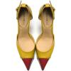 imageFSJ Womens DOrsay High Heel Stiletto Buckle Ankle Strap Sandals Closed Pointed Toe Pumps Genuine Leather Dress Shoes Comfort Sole HeelsRedyellow