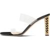 imageFSJ Women Double Strap Gold Metal Chain Heel Sandals Open Toe Clear PVC Slide Mules Slip On Backless Clogs Size 415 USBlack 2