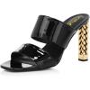 imageFSJ Women Double Strap Gold Metal Chain Heel Sandals Open Toe Clear PVC Slide Mules Slip On Backless Clogs Size 415 USBlack