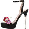 imageFSJ Women Sexy Strappy Open Toe Platform Sandals Ankle Strap High Stiletto Heel Metallic Dress Party Shoes Size 415 USBlack Flower