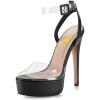 imageFSJ Women Stiletto High Heel Sandals Platform Open Peep Toe Clear Ankle Strap Transparent Strappy Party Homecoming Dress Shoes Size 415 USBlack