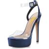 imageFSJ Women Stiletto High Heel Sandals Platform Open Peep Toe Clear Ankle Strap Transparent Strappy Party Homecoming Dress Shoes Size 415 USBlue