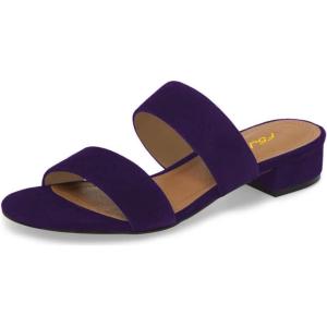 imageFSJ Women Comfortable Open Toe Sandals Mule Chunky Low Heel Strappy Casual Shoes Size 415 USDarkpurple