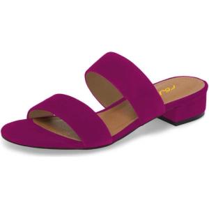 imageFSJ Women Comfortable Open Toe Sandals Mule Chunky Low Heel Strappy Casual Shoes Size 415 USVioletred