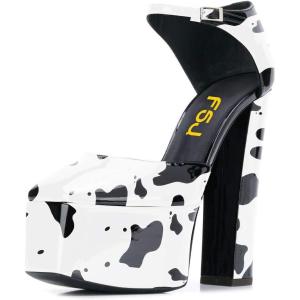imageFSJ Women Platform Pumps Block Chunky High Heels DOrsay Peep Toe Sandals Buckle Ankle Strap Comfort Elegant Bridal Party Dress Shoes Size 415 USCow