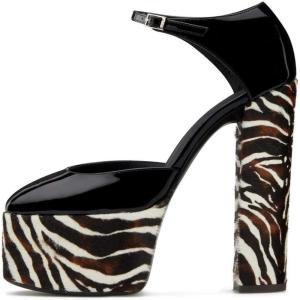 imageFSJ Women Platform Pumps Block Chunky High Heels DOrsay Peep Toe Sandals Buckle Ankle Strap Comfort Elegant Bridal Party Dress Shoes Size 415 USZebra
