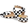 imageFSJ Women Casual Open Toe Block Low Heel Ankle Strap Sandals Comfort Summer Shoes Size 415 USBlack  White Tartan Plaid