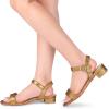imageFSJ Women Casual Open Toe Block Low Heel Ankle Strap Sandals Comfort Summer Shoes Size 415 USGold Sequins