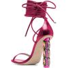 imageFSJ Women Crystal Beads High Heel Sandals Lace Up Open Toe Fashion Sexy Strappy Wedding Party Prom Dress Shoes Size 415 USFuchsia