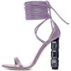 imageFSJ Women Crystal Beads High Heel Sandals Lace Up Open Toe Fashion Sexy Strappy Wedding Party Prom Dress Shoes Size 415 USLilac