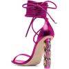 imageFSJ Women Crystal Beads High Heel Sandals Lace Up Open Toe Fashion Sexy Strappy Wedding Party Prom Dress Shoes Size 415 USMagenta