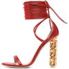imageFSJ Women Crystal Beads High Heel Sandals Lace Up Open Toe Fashion Sexy Strappy Wedding Party Prom Dress Shoes Size 415 USRed
