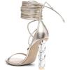 imageFSJ Women Crystal Beads High Heel Sandals Lace Up Open Toe Fashion Sexy Strappy Wedding Party Prom Dress Shoes Size 415 USSilver Metallic