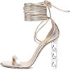 imageFSJ Women Crystal Beads High Heel Sandals Lace Up Open Toe Fashion Sexy Strappy Wedding Party Prom Dress Shoes Size 415 USSilver Metallic