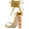 imageFSJ Women Crystal Beads High Heel Sandals Lace Up Open Toe Fashion Sexy Strappy Wedding Party Prom Dress Shoes Size 415 USYellow