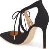 imageFSJ Women Fashion Pointed Toe Stiletto High Heel Strappy Cutout Dress Sandals Lace up Bowknots Suede Party Pumps Shoes Size 415 USBlack