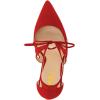 imageFSJ Women Fashion Pointed Toe Stiletto High Heel Strappy Cutout Dress Sandals Lace up Bowknots Suede Party Pumps Shoes Size 415 USRed