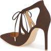 imageFSJ Women Fashion Pointed Toe Stiletto High Heel Strappy Cutout Dress Sandals Lace up Bowknots Suede Party Pumps Shoes Size 415 USSienna