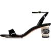 imageFSJ Women Gorgeous Crystal Low Block Heel Open Toe Ankle Strap Sandals Comfort Wedding Office Party Dress Shoes Size 415 USBlack