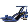 imageFSJ Women Gorgeous Crystal Low Block Heel Open Toe Ankle Strap Sandals Comfort Wedding Office Party Dress Shoes Size 415 USBlue