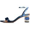 imageFSJ Women Gorgeous Crystal Low Block Heel Open Toe Ankle Strap Sandals Comfort Wedding Office Party Dress Shoes Size 415 USBlue Lights