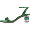 imageFSJ Women Gorgeous Crystal Low Block Heel Open Toe Ankle Strap Sandals Comfort Wedding Office Party Dress Shoes Size 415 USGreen