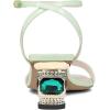 imageFSJ Women Gorgeous Crystal Low Block Heel Open Toe Ankle Strap Sandals Comfort Wedding Office Party Dress Shoes Size 415 USLight Green