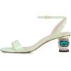 imageFSJ Women Gorgeous Crystal Low Block Heel Open Toe Ankle Strap Sandals Comfort Wedding Office Party Dress Shoes Size 415 USLight Green