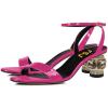 imageFSJ Women Gorgeous Crystal Low Block Heel Open Toe Ankle Strap Sandals Comfort Wedding Office Party Dress Shoes Size 415 USPink
