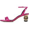 imageFSJ Women Gorgeous Crystal Low Block Heel Open Toe Ankle Strap Sandals Comfort Wedding Office Party Dress Shoes Size 415 USPink