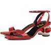 imageFSJ Women Gorgeous Crystal Low Block Heel Open Toe Ankle Strap Sandals Comfort Wedding Office Party Dress Shoes Size 415 USRed