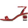 imageFSJ Women Gorgeous Crystal Low Block Heel Open Toe Ankle Strap Sandals Comfort Wedding Office Party Dress Shoes Size 415 USRed