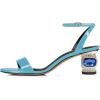 imageFSJ Women Gorgeous Crystal Low Block Heel Open Toe Ankle Strap Sandals Comfort Wedding Office Party Dress Shoes Size 415 USSky Blue