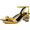 imageFSJ Women Gorgeous Crystal Low Block Heel Open Toe Ankle Strap Sandals Comfort Wedding Office Party Dress Shoes Size 415 USYellow