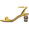 imageFSJ Women Gorgeous Crystal Low Block Heel Open Toe Ankle Strap Sandals Comfort Wedding Office Party Dress Shoes Size 415 USYellow