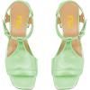 imageFSJ Women Low Block Chunky Heel Sandals Square Open Toe Ankle Strap Buckle Wide Width Bohemian Strappy Party Dress Pumps Size 415 USGreen