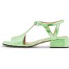 imageFSJ Women Low Block Chunky Heel Sandals Square Open Toe Ankle Strap Buckle Wide Width Bohemian Strappy Party Dress Pumps Size 415 USGreen