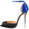 imageFSJ Women Spikes Rivets Peep Toe Sandals Stiletto High Heels Ankle Strap Studded DOrsay Pumps ShoesBlackblue