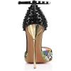 imageFSJ Women Spikes Rivets Peep Toe Sandals Stiletto High Heels Ankle Strap Studded DOrsay Pumps ShoesCartoonblack