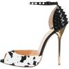 imageFSJ Women Spikes Rivets Peep Toe Sandals Stiletto High Heels Ankle Strap Studded DOrsay Pumps ShoesCowblack