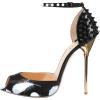 imageFSJ Women Spikes Rivets Peep Toe Sandals Stiletto High Heels Ankle Strap Studded DOrsay Pumps ShoesFeatherblack