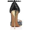 imageFSJ Women Spikes Rivets Peep Toe Sandals Stiletto High Heels Ankle Strap Studded DOrsay Pumps ShoesLinesblack