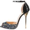 imageFSJ Women Spikes Rivets Peep Toe Sandals Stiletto High Heels Ankle Strap Studded DOrsay Pumps ShoesLinesblack