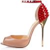 imageFSJ Women Spikes Rivets Peep Toe Sandals Stiletto High Heels Ankle Strap Studded DOrsay Pumps ShoesNudered