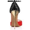 imageFSJ Women Spikes Rivets Peep Toe Sandals Stiletto High Heels Ankle Strap Studded DOrsay Pumps ShoesRedblack