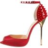 imageFSJ Women Spikes Rivets Peep Toe Sandals Stiletto High Heels Ankle Strap Studded DOrsay Pumps ShoesRedstudded