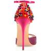 imageFSJ Women Spikes Rivets Peep Toe Sandals Stiletto High Heels Ankle Strap Studded DOrsay Pumps ShoesVioletmulti